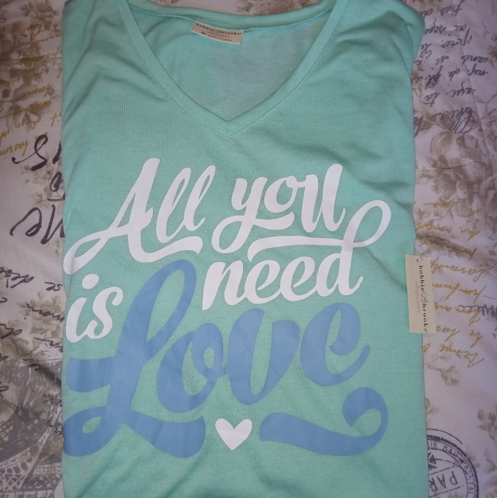 🆕Bobbie Brooks Sleepwear Top "All You Need Is Love" — 3X, NWT